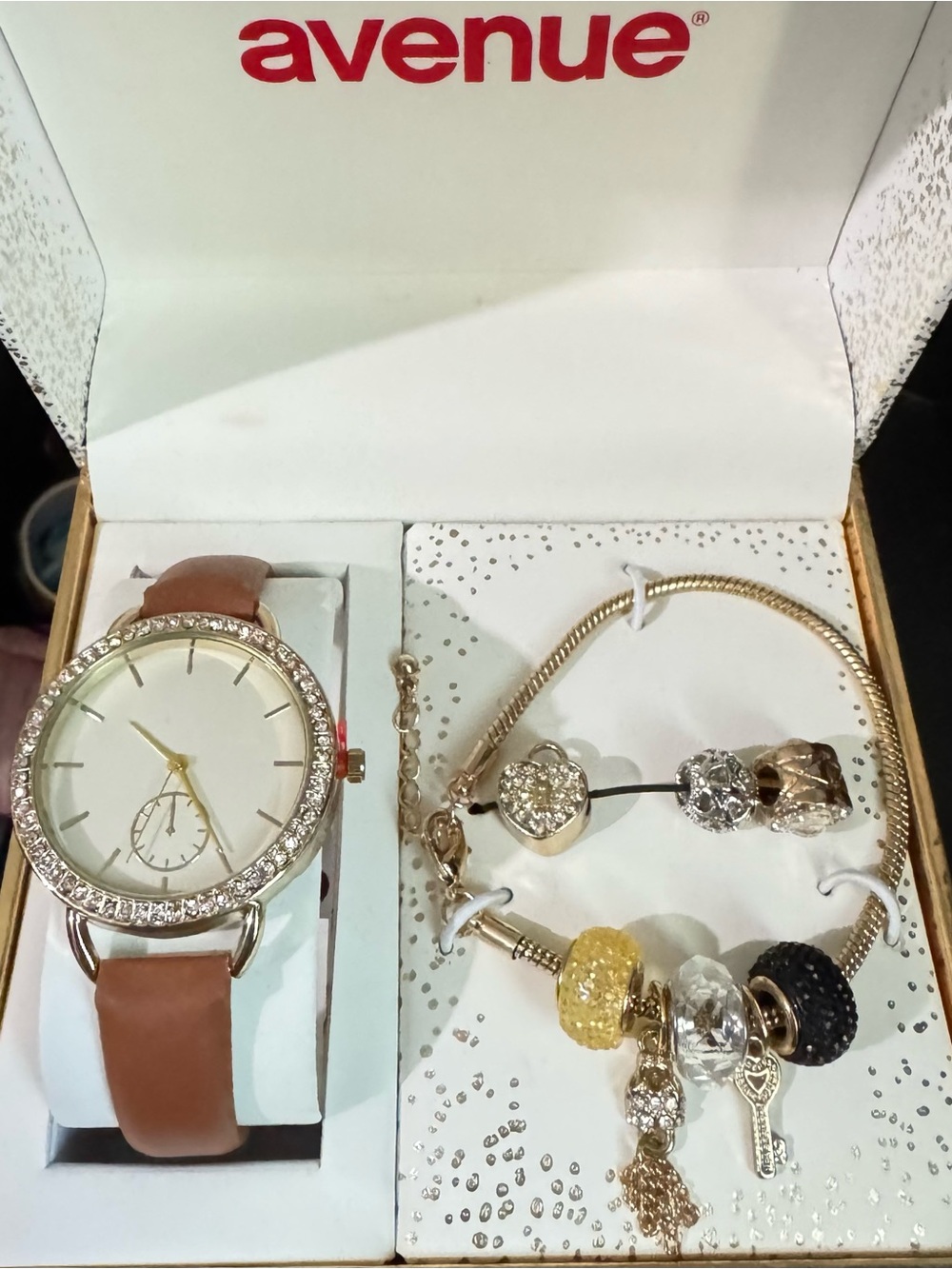 Avenue Rhinestone Bezel Fashion Watch Gold Tone retails $40